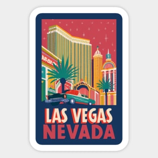 A Vintage Travel Poster of Las Vegas - Nevada - US Sticker